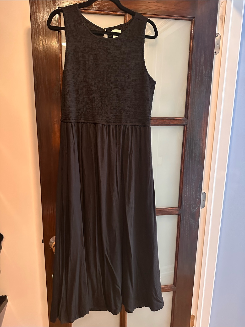 Sleeveless Black Smocked Black Maxi Dress